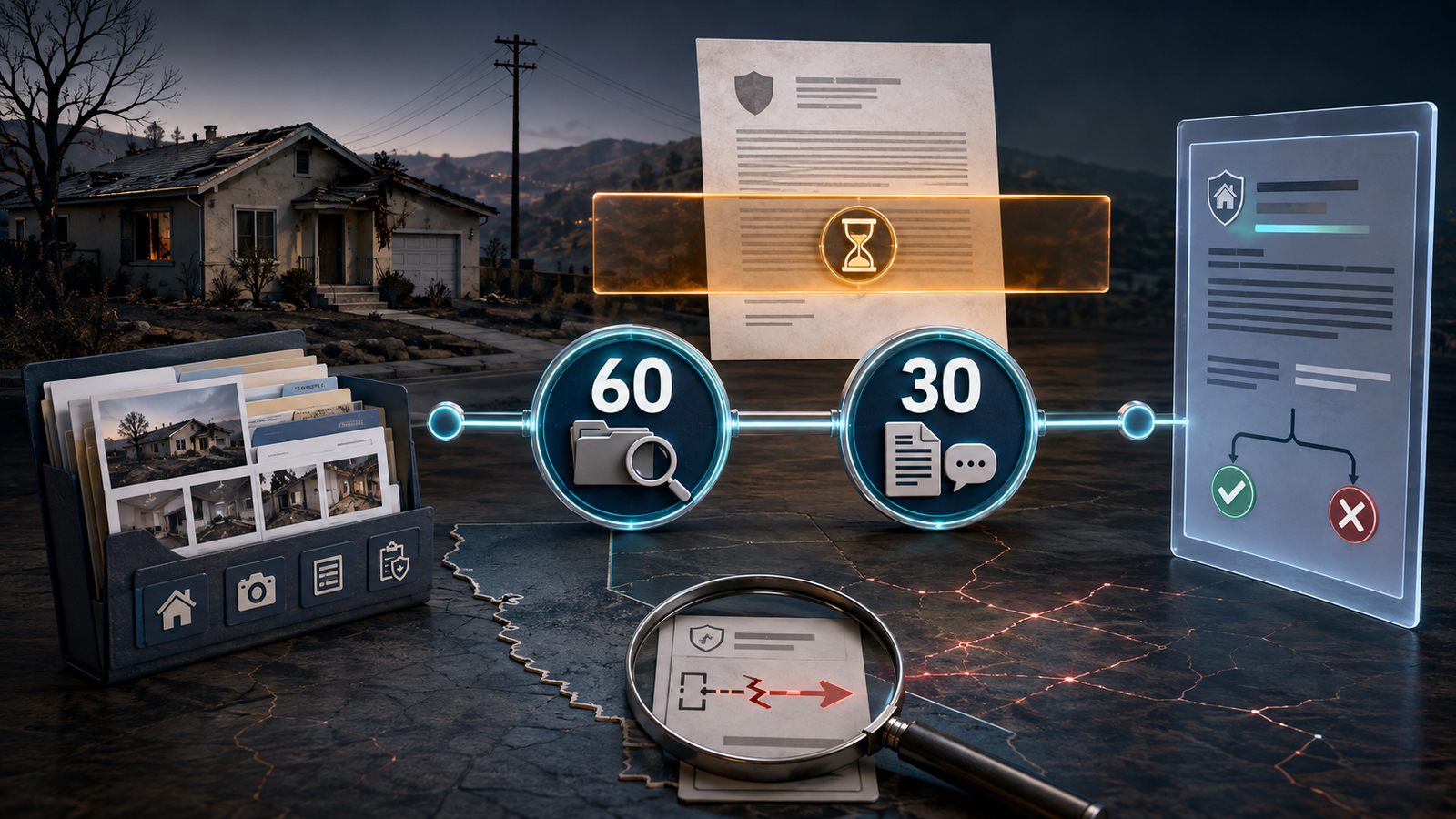 California wildfire claims timeline and utility-related records illustrating proposed SB 492 Fast-Pay procedures.