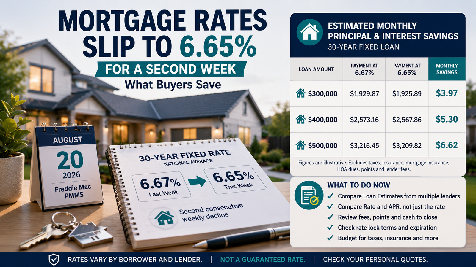 Mortgage Rates Slip to 6.65%: What Buyers Save