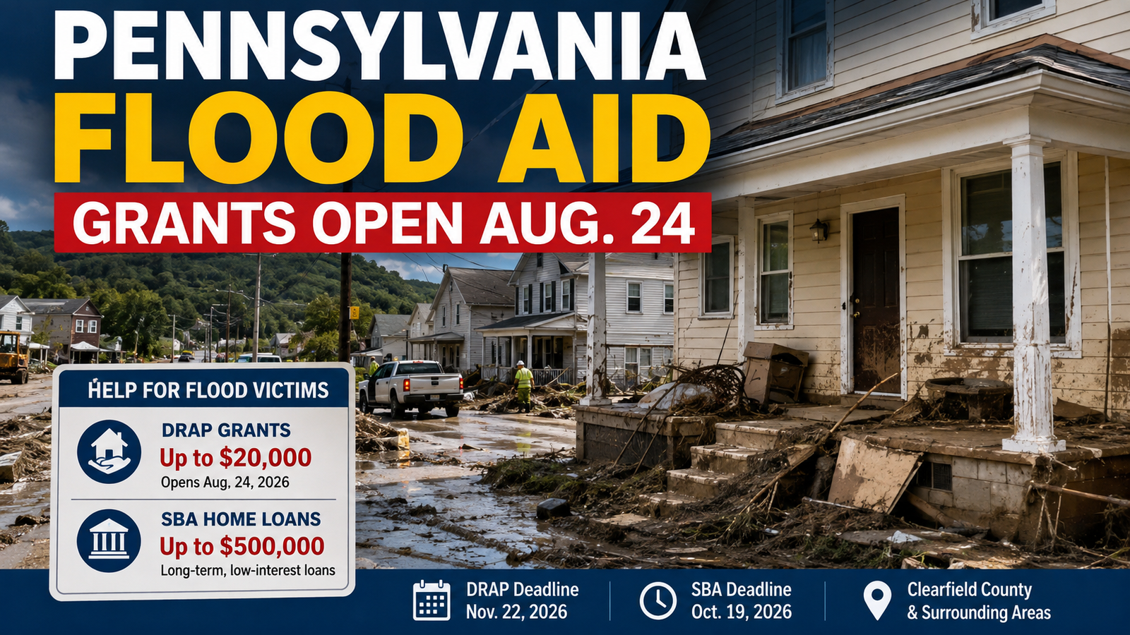 Flood-damaged Pennsylvania home undergoing cleanup after flash flooding